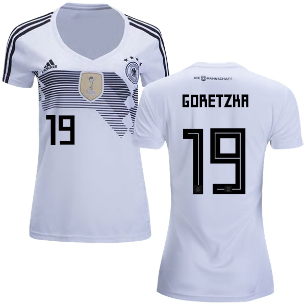 Women's Germany #19 Goretzka White Home Soccer Country Jersey - Click Image to Close